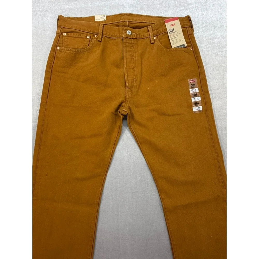 Levis 501 Men's Original‎ Fit Button Fly Tobacco Colored Jeans 36x30 NWT